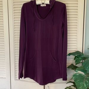Found Long Sleeve Hooded Tunic Sweatshirt - Plum